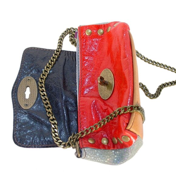 EBARRITO Colorblock Leather Chain Crossbody /Mini Bag Wristlet - Made in ITALY - Picture 7 of 11